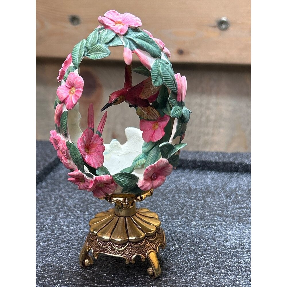 House Of Faberge Hummingbird Egg Jewels In The Garden Franklin Mint W/Gold Stand